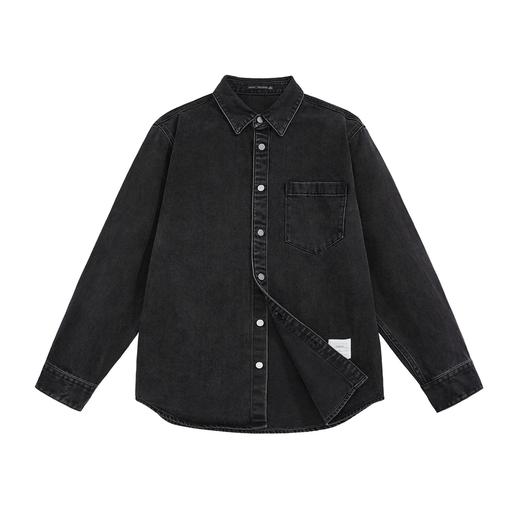 太平鸟男装 2021年秋季新款水洗牛仔衬衫男B1CHB3221 商品图0