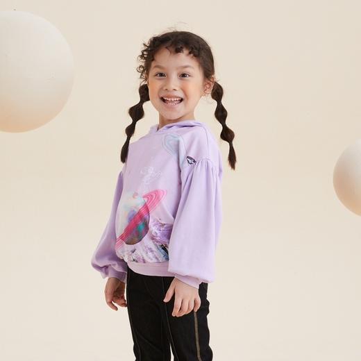 谜底童装H型中款T恤舒适连帽卫衣落肩泡泡袖可爱上衣213KT2257 商品图1