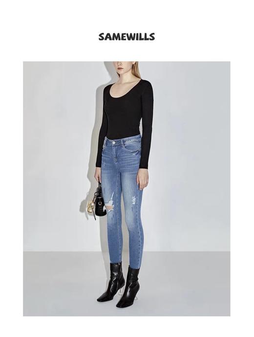 【授权商品】samewills法式优雅棉套头长袖纯色U领内搭T恤打底衫【215136】 商品图2