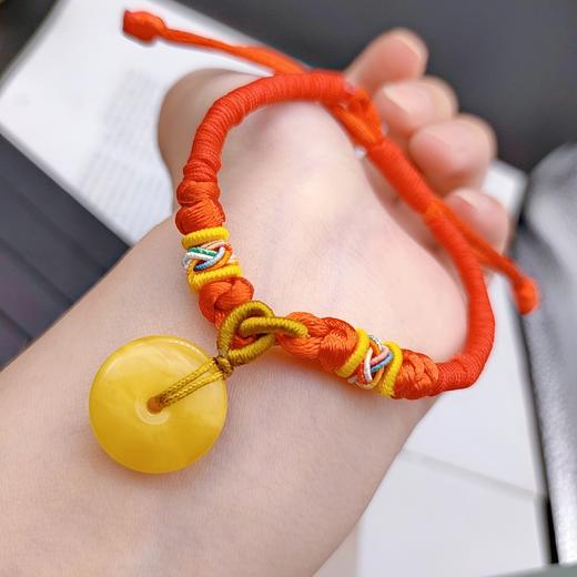 蜜蜡红绳平安扣手链 商品图3
