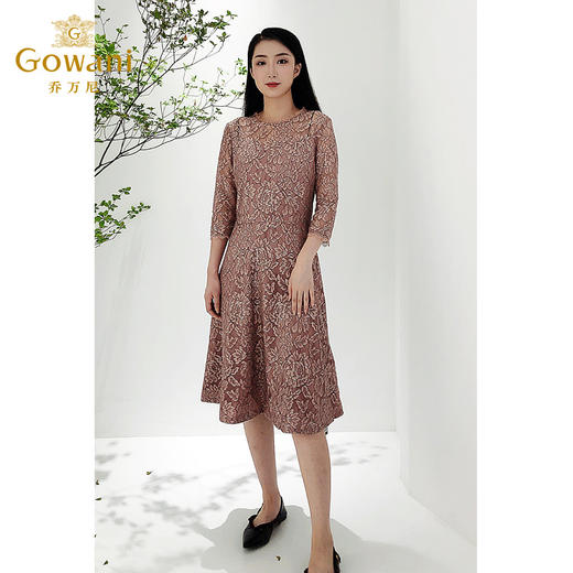 乔万尼春季蕾丝高腰修身气质名媛淑女长袖连衣裙EB3E228 商品图3