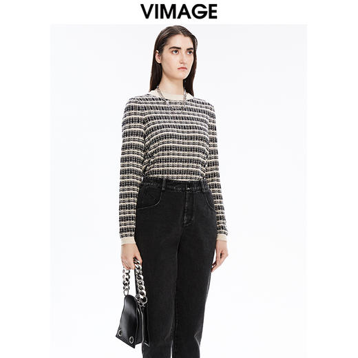 VIMAGE纬漫纪秋季新款显瘦舒适套头针织衫V1601203 商品图1