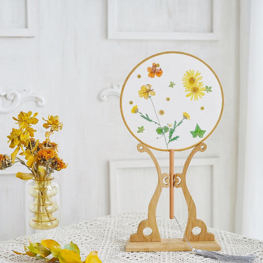 押花团扇-金菊 商品图0