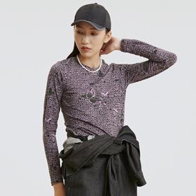 谜底2021秋季新款飞行器印花合体圆领长袖打底T恤外穿213MT1692