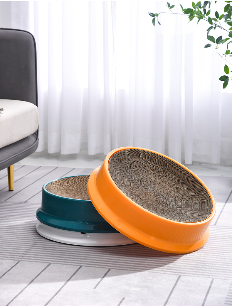 猫抓板圆形猫抓板可替换瓦楞纸耐抓罗盘猫窝塑料宠物用品猫爪盆