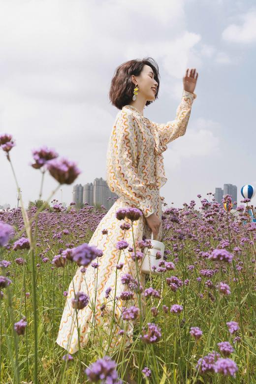 【波浪纹真丝衬衫】臣禾【100%真丝】长袖真丝飘带印花衬衣K212051004 商品图3