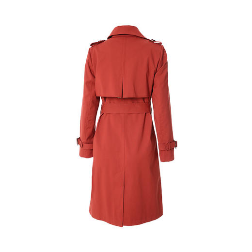 EITIE爱特爱新款经典翻领时尚双排扣收腰红色中长风衣外套C2104812 商品图5