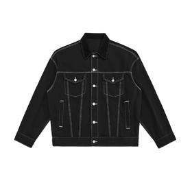 太平鸟男装 秋季新款灯芯绒明线牛仔夹克潮B1BJB3217