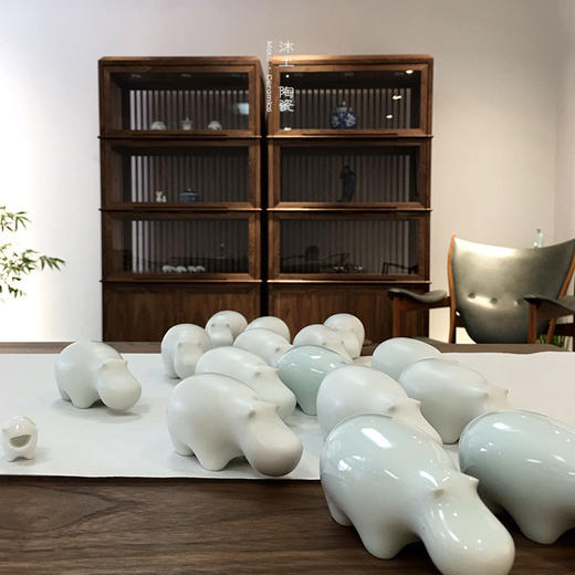 原创经典“饮水”河马系列陶瓷摆件礼物【下单赠价值29.9元炫彩杯】 商品图4