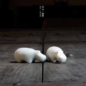 原创经典“饮水”河马系列陶瓷摆件礼物【下单赠价值29.9元炫彩杯】