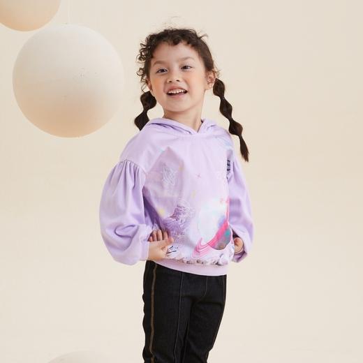 谜底童装H型中款T恤舒适连帽卫衣落肩泡泡袖可爱上衣213KT2257 商品图3