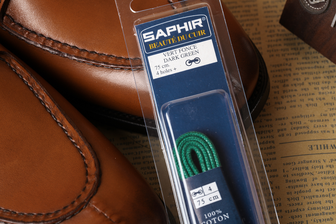 saphir 蓝宝石 细圆打蜡鞋带 墨绿色 75cm