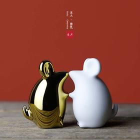 原创可爱萌鼠“祈”系列陶瓷礼物摆件【下单赠价值29.9元炫彩杯】