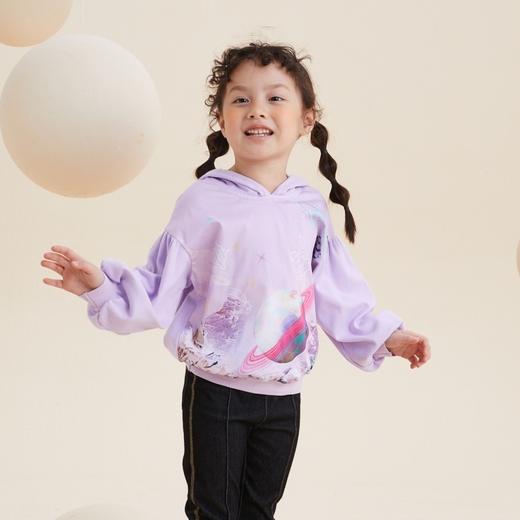 谜底童装H型中款T恤舒适连帽卫衣落肩泡泡袖可爱上衣213KT2257 商品图0