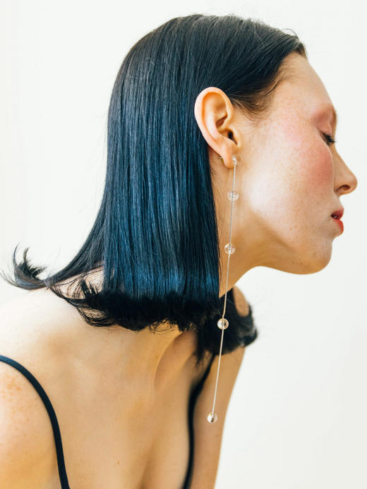 北京仓｜Saskia Diez-Crystal-天然岩石水晶 长耳环（单只）［德国设计师］ 商品图4