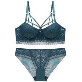 【服饰鞋包】女式蕾丝舒适胸罩上薄下后聚拢内衣套装