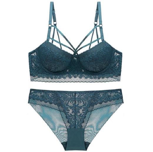 【服饰鞋包】女式蕾丝舒适胸罩上薄下后聚拢内衣套装 商品图0