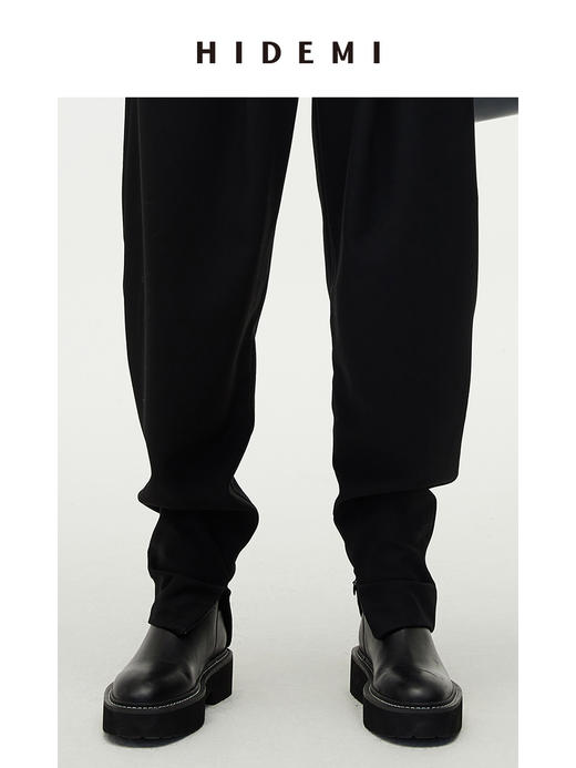 HIDEMI简约加厚增高底女鞋牛皮擦色短靴 黑色牛皮/棕色牛皮/墨绿色麂皮 商品图3