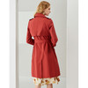 EITIE爱特爱新款经典翻领时尚双排扣收腰红色中长风衣外套C2104812 商品缩略图2