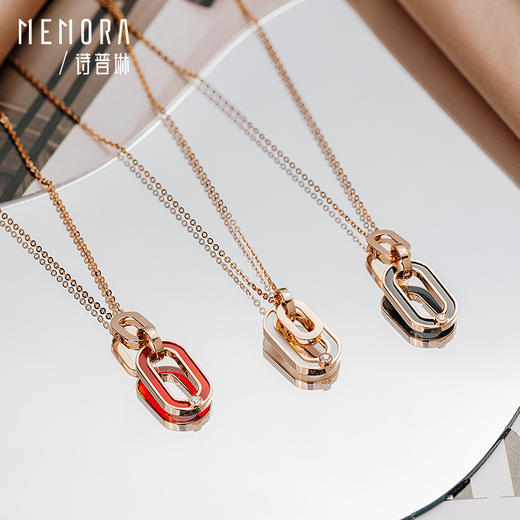 【1件7.5折】圈爱系列18K金钻石几何椭圆项链一款多戴套链KN2984 商品图0