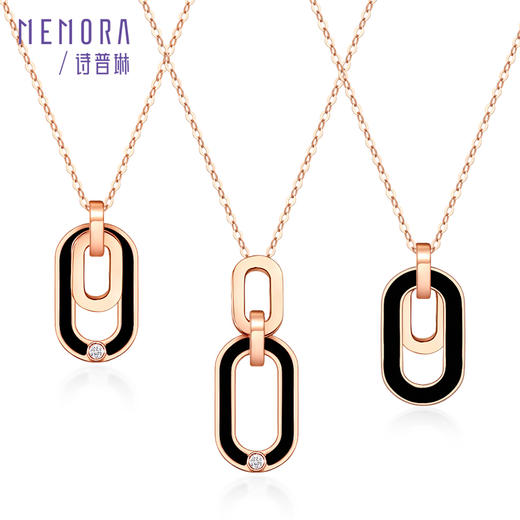 【1件7.5折】圈爱系列18K金钻石几何椭圆项链一款多戴套链KN2984 商品图3