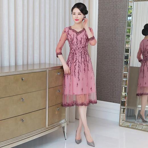 MLY-60805A初秋婚宴高贵中式绣品蕾丝七分袖连衣裙 商品图2