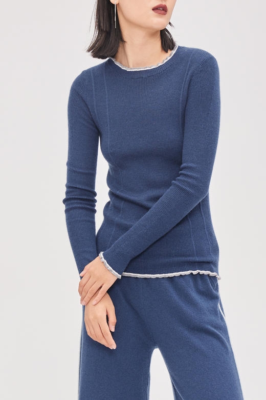 精纺羊绒圆领修身女套衫 SJF93W427A 商品图4
