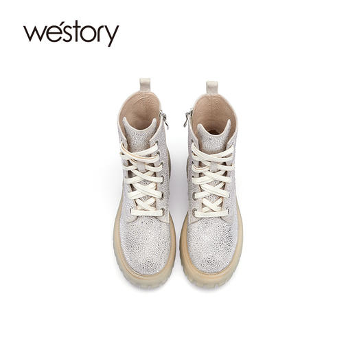 westory2021秋季新款英伦风厚底增高马丁靴短靴车靴W21DS81301 商品图3