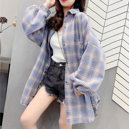 中长款格子衬衫女复古港味上衣2021年新款春秋季洋气网红衬衣外套 商品图3