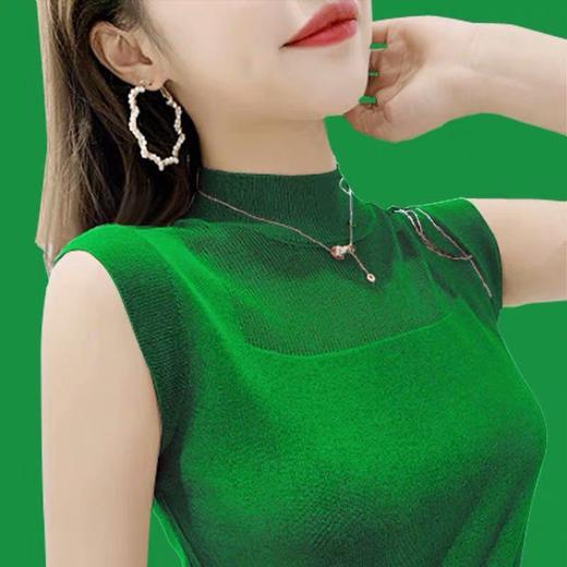 性感针织T恤女夏季冰丝吊带背心打底针织衫宽松韩版外穿短袖内搭夏季出游上衣服饰女装百搭七夕情人节 商品图3