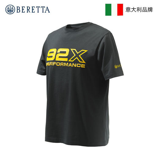 意大利Beretta 纯棉T恤户外休闲时尚潮流92X黑色短袖 商品图0