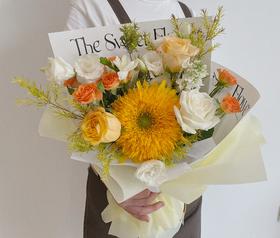 暖阳 泰迪向日葵花束