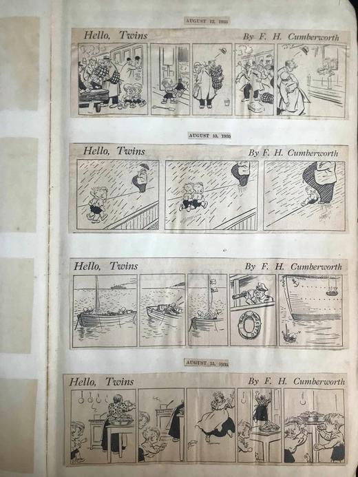 50*33cm巨册！约20世纪早期 F.H.坎伯沃思漫画剪报收集册 数百幅收藏 精装4开 商品图2