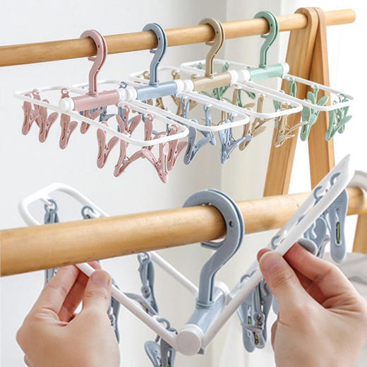 折叠袜子夹宿舍晾衣架成人防风塑料衣架儿童内衣袜子夹多功能夹子 商品图1