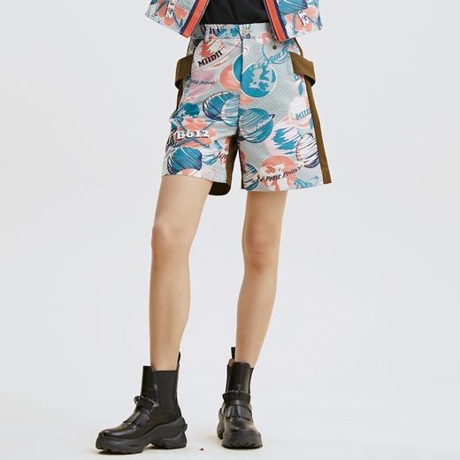 谜底短裤2021秋季新款复古撞色拼接休闲宽松五分裤女213MK1755 商品图1