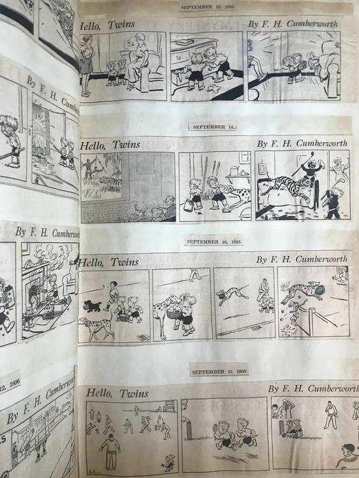 50*33cm巨册！约20世纪早期 F.H.坎伯沃思漫画剪报收集册 数百幅收藏 精装4开 商品图13