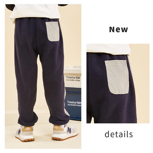 【24年反季特价清仓】龙之涵 亲子款儿童贴边摇粒绒卫裤 中大童早春保暖长裤 A类面料抗静电 商品图6