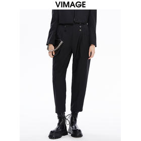 VIMAGE纬漫纪秋季新款通勤职业干练百搭显瘦锥形休闲裤女裤子V1605216