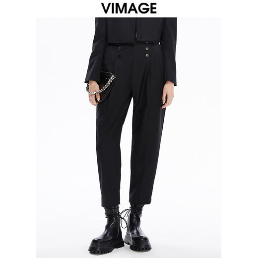 VIMAGE纬漫纪秋季新款通勤职业干练百搭显瘦锥形休闲裤女裤子V1605216 商品图0