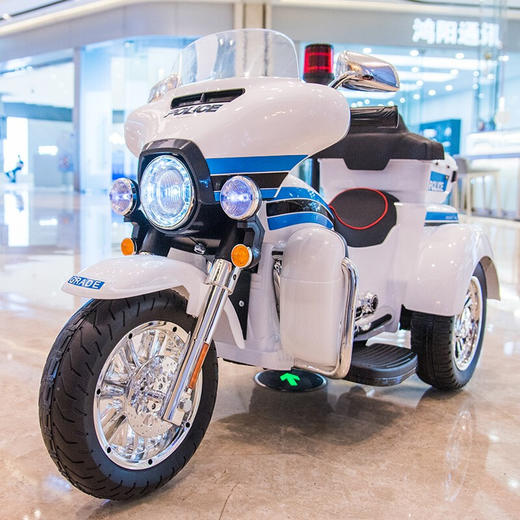 萨玛特 儿童摩托车电动车儿童电动摩托车三轮车电动摩托车儿童电动车四轮可坐儿童车四轮 白色SMT-111 商品图0