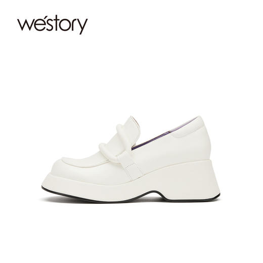 westory2021秋季新款单鞋厚底白色百搭时尚乐福鞋W21CM71681 商品图1