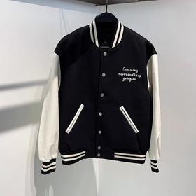 B2BCB3345太平鸟男装21秋季新款鬼灭之刃黑白棋盘格棒球服夹克998