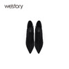 westory2021秋季新款小香风时尚女靴尖头粗跟小众短靴W21DS80961 商品缩略图3