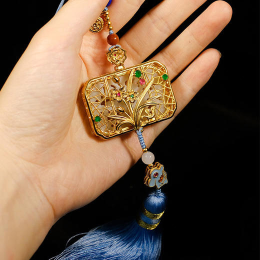 窗前明月光·玉兔兰花白玉香囊流苏挂饰中秋古风 商品图1