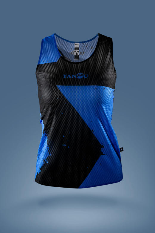 严素跑步背心，蓝黑箭头，男女款，轻量，快干，排汗，透气 商品图2