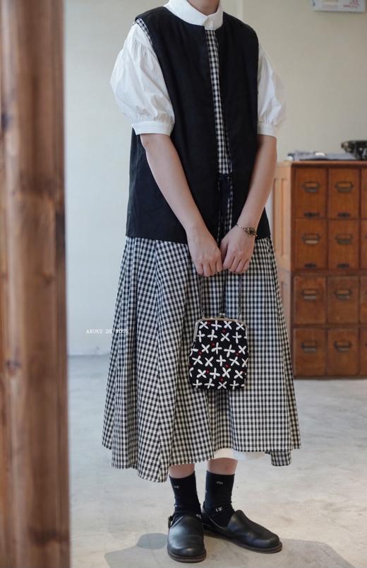 ichi 蓝白小格/蓝白格/黑白小格/黑白格 连衣裙 商品图12