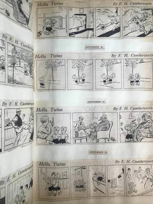 50*33cm巨册！约20世纪早期 F.H.坎伯沃思漫画剪报收集册 数百幅收藏 精装4开 商品图12