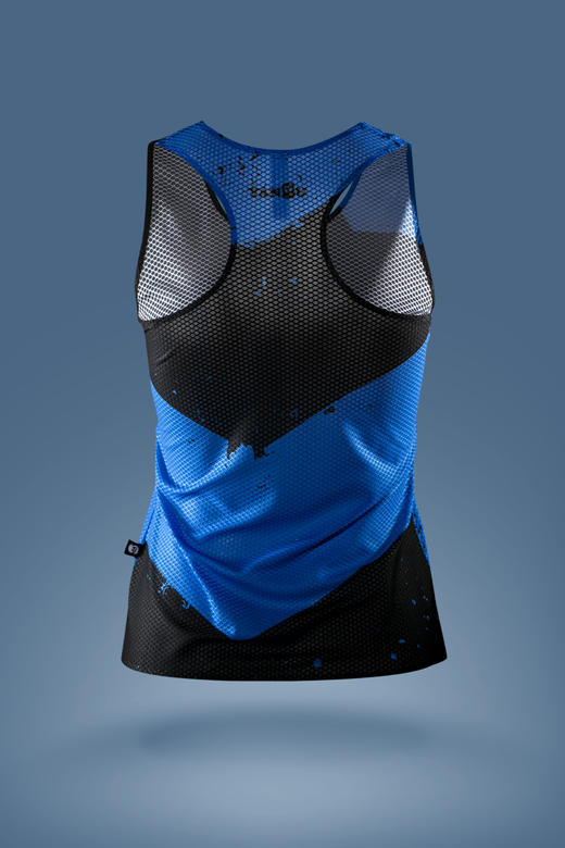 严素跑步背心，蓝黑箭头，男女款，轻量，快干，排汗，透气 商品图3