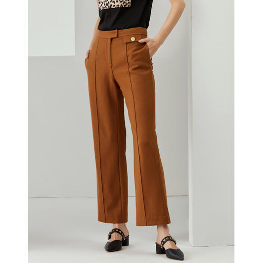 EITIE爱特爱秋季新款时尚通勤显瘦百搭舒适直筒休闲羊毛女裤 商品图2