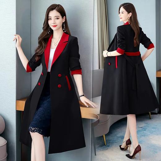 JY-NJ9907 风衣女中长款秋季新款配色外套韩版过膝（配腰带） 商品图3